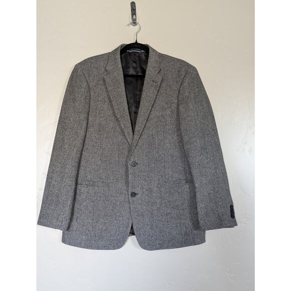 Tommy Hilfiger Blazer‎ Mens 40R Wool Blend Suit Jacket Gray Black Tweed Business - Picture 1 of 10